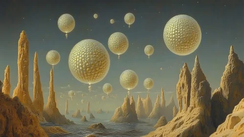 Floating Spheres Surreal Vista