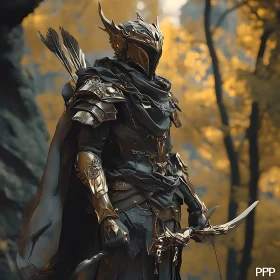 Fantasy Warrior in Golden Armor