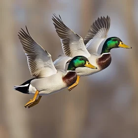 Two Ducks Flying, Bird Photography