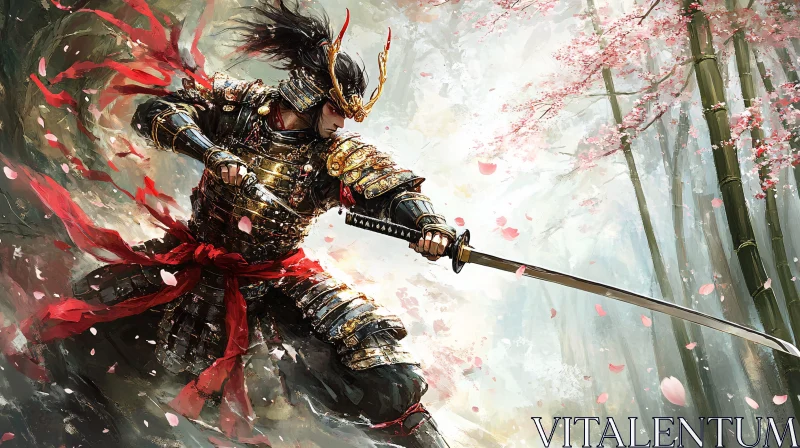 Armored Warrior in Bamboo Forest