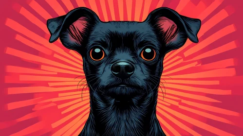 Graphic Dog Portrait in Bold Colors