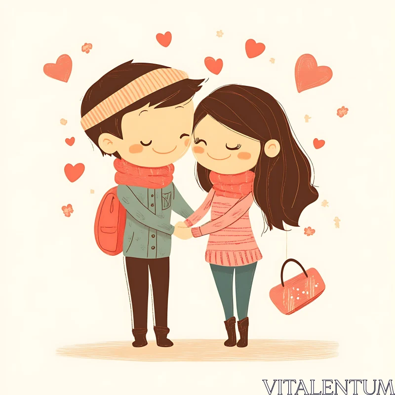 Sweet Cartoon Romance Illustration