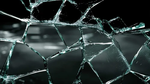 Fractured Glass Shards Against Dark Background