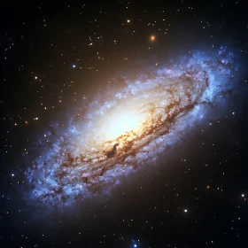 Cosmic Waltz: Galaxy in Azure and Gold