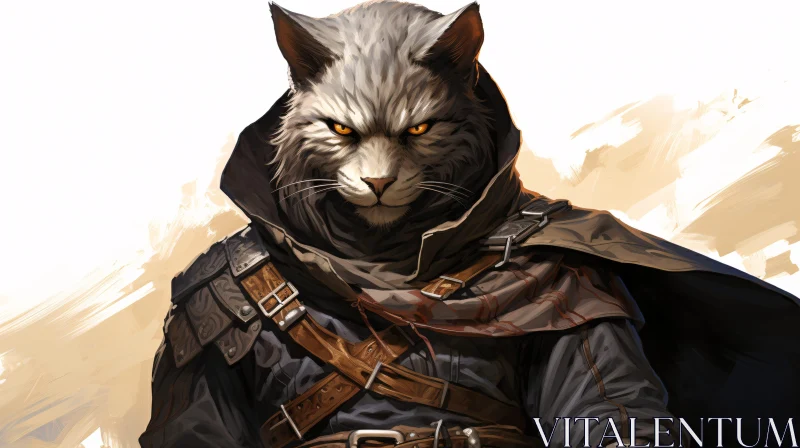 Armored Cat Warrior Fantasy Portrait