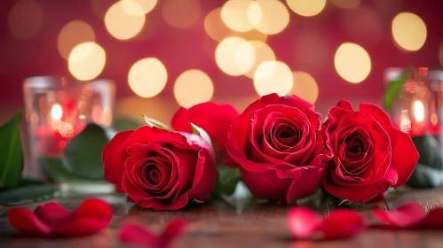 Crimson Roses with Soft Candlelight Glow