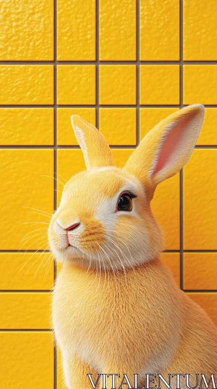Charming Rabbit Against Vibrant Tiles