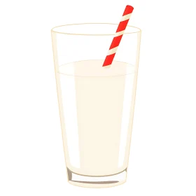 Milk Glass with Striped Straw