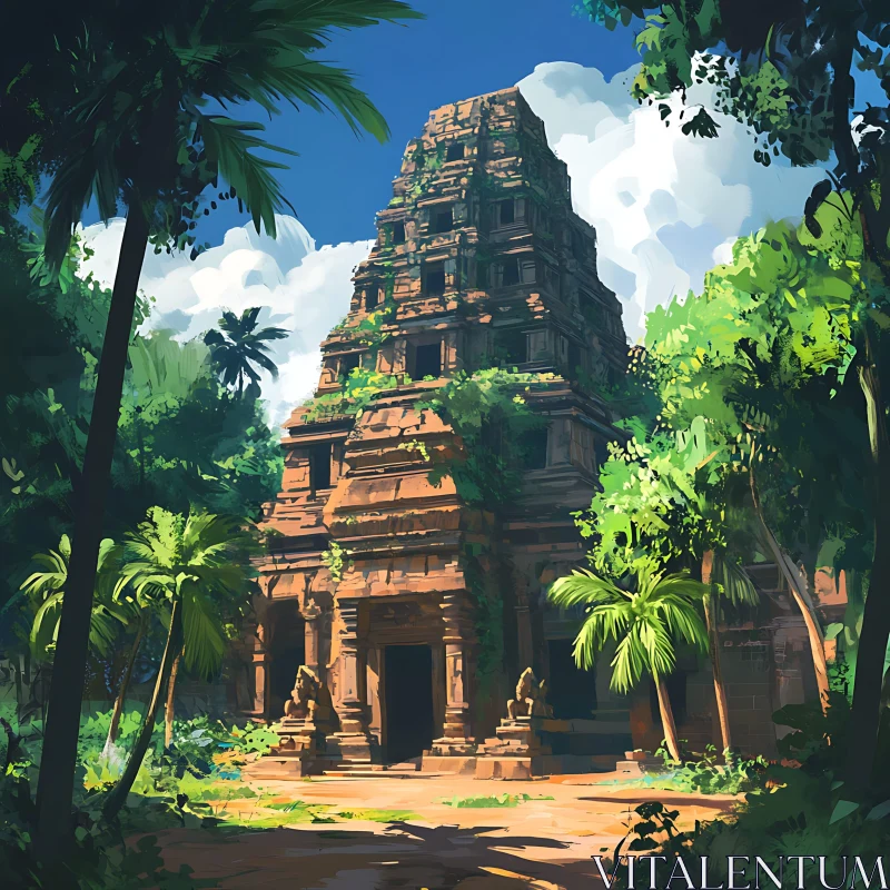 AI ART Temple in the Jungle