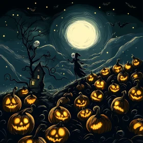 Glowing Pumpkins on Halloween Night