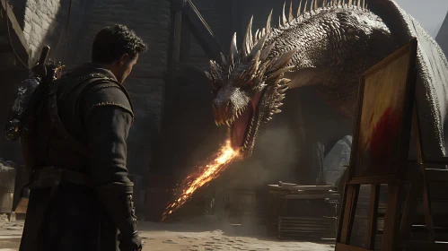 Man versus Dragon: A Fiery Encounter