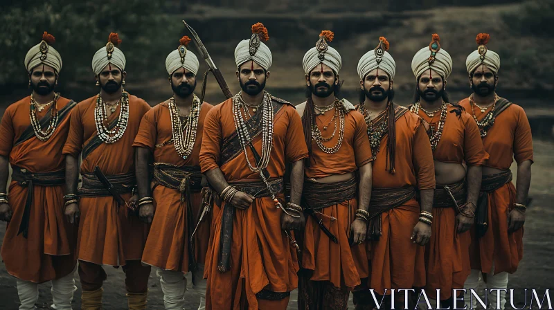 Men in Orange Clothing and Turbans