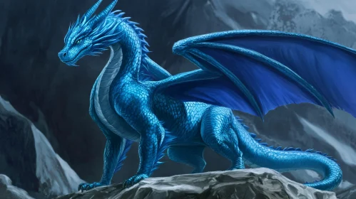 Azure Dragon Perched on Stone