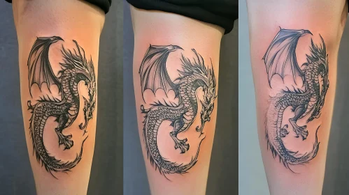 Monochrome Dragon Tattoo on Skin