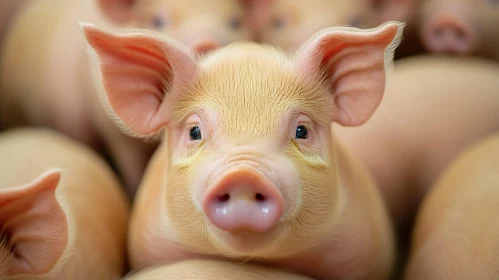 Cute Baby Pig Detailed Face