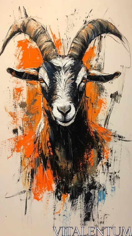 Colorful Goat Art Portrait AI Image