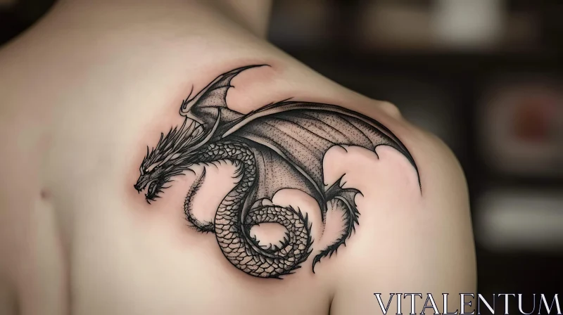 Shoulder Dragon Tattoo - Black Ink Art
