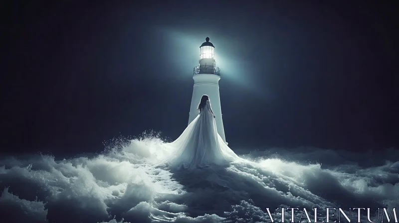 Serene Lighthouse and the Sea's Embrace