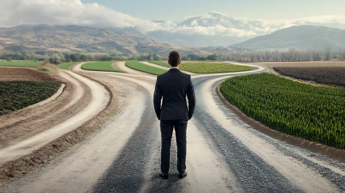 Man at Crossroads: Choosing a Path