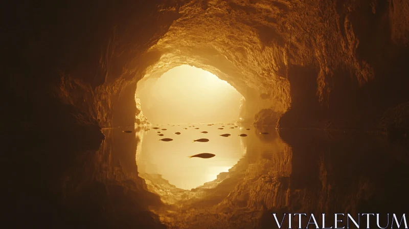 Golden Light Enters Serene Cave