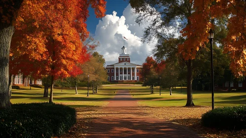 Fall Foliage at Historic College Campus
