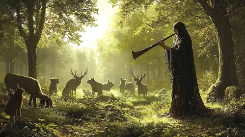 Forest Serenade with Wild Deer