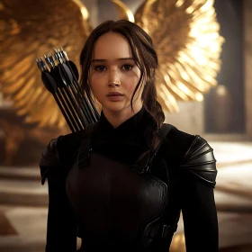 Strong Woman with Golden Wings