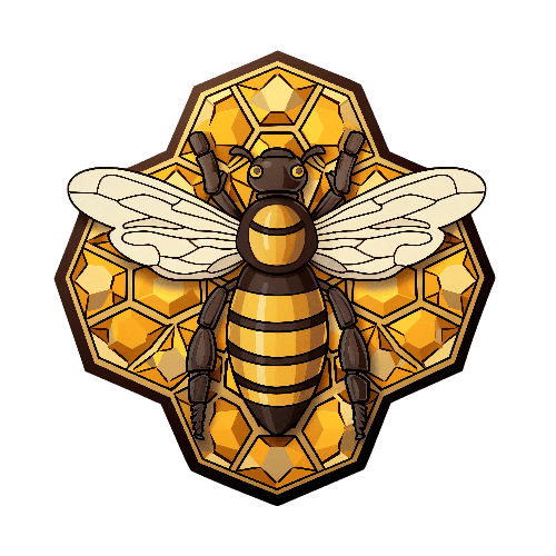 Cartoon Bee on Honeycomb Background - Ideal for T-Shirt Prints POD Design