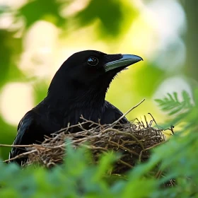 Crow Nesting in Greenery