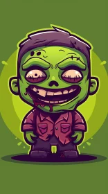 Cheerful Green Zombie Cartoon Illustration
