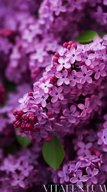 Close-Up of Blooming Purple Lilacs: A Macro Photography Masterpiece AI Image