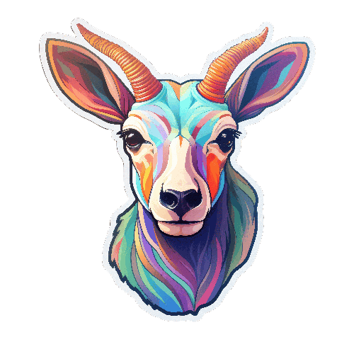 Colorful Antelope Cartoon Illustration - Animal Portrait