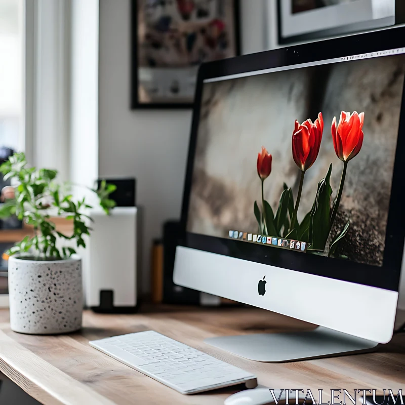 Contemporary Office Desk Setup with Computer
