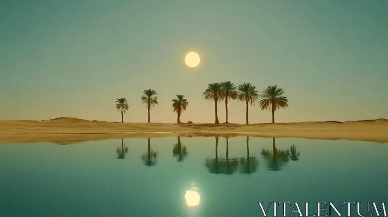 Tranquil Palm Tree Desert Scene