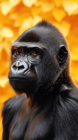 Gorilla Profile with Golden Background