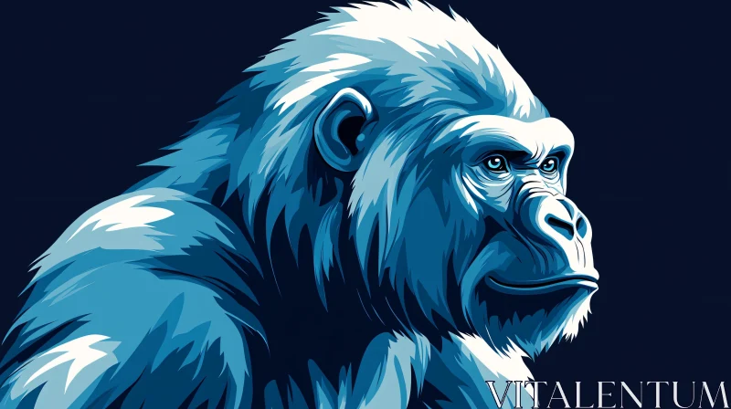 Artistic Blue Gorilla Portrait