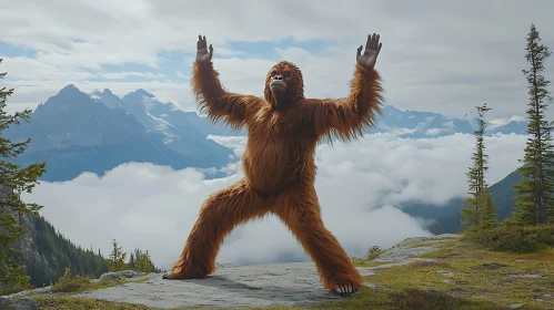 Orangutan's Serene Mountain Yoga