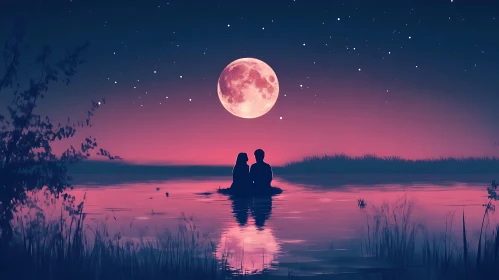 Moonlit Embrace: A Lakeside Love Story