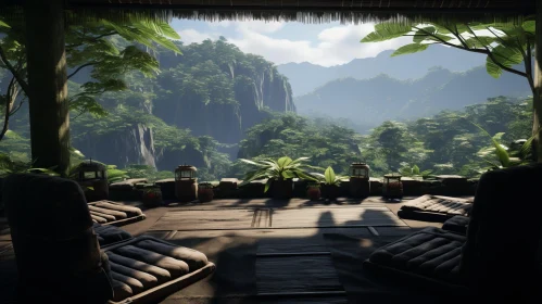 Oriental Influenced Jungle Vista Rendered in Unreal Engine