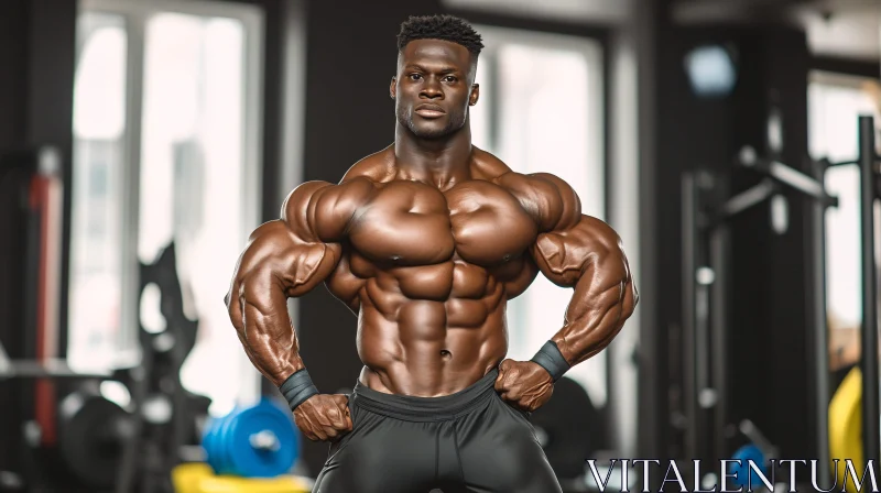 AI ART Muscular Man Flexing in Gym