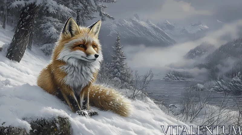 Fox in Winter Wonderland AI Image