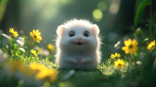 Charming Hamster Among Flowers