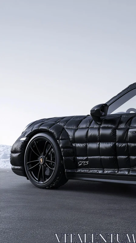 AI ART High-End Car with Quilted Design in Winter Wonderland