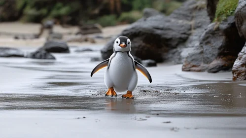 Waddling Penguin by the Shore