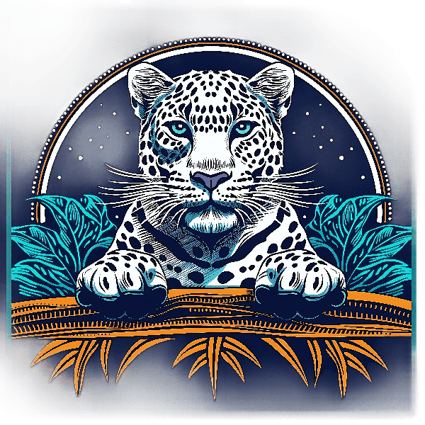 Stylized Leopard T-Shirt Design with Bold Nature Elements POD Design