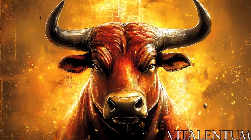 Fiery Bull Art AI Image