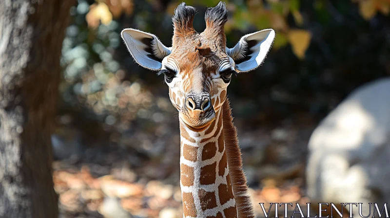 Giraffe Close-Up in Nature AI Image