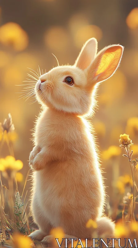 Peaceful Bunny Among Wildflowers AI Image