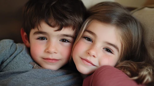 Close-Up of Two Happy Children