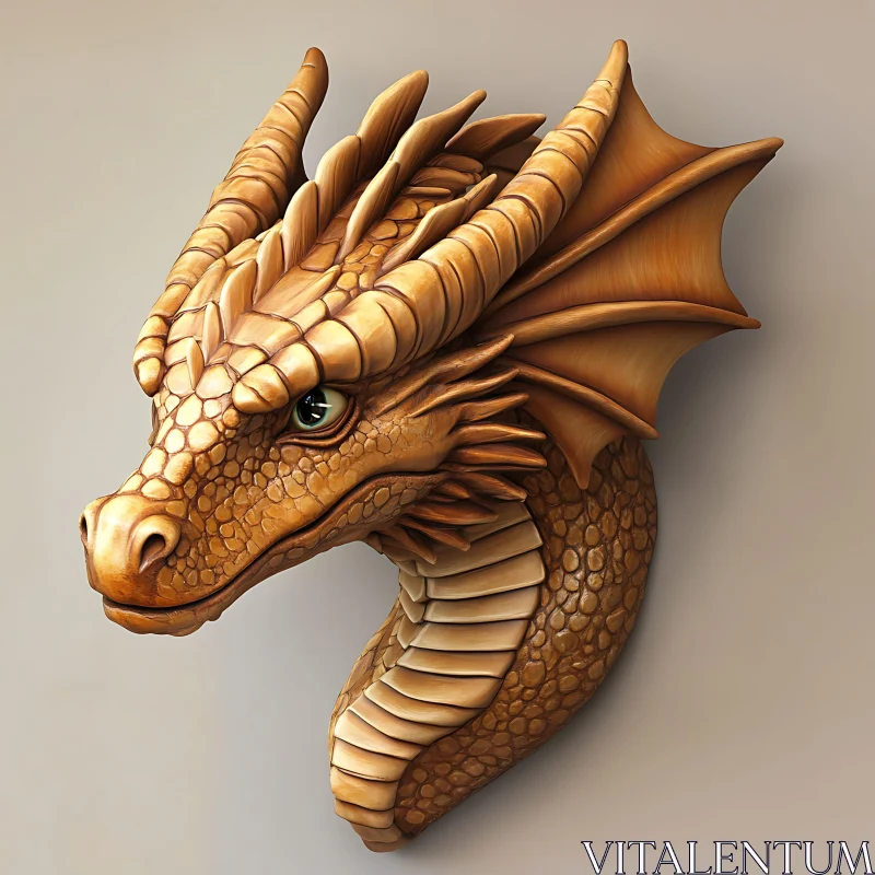 AI ART Detailed Dragon Head Sculpture